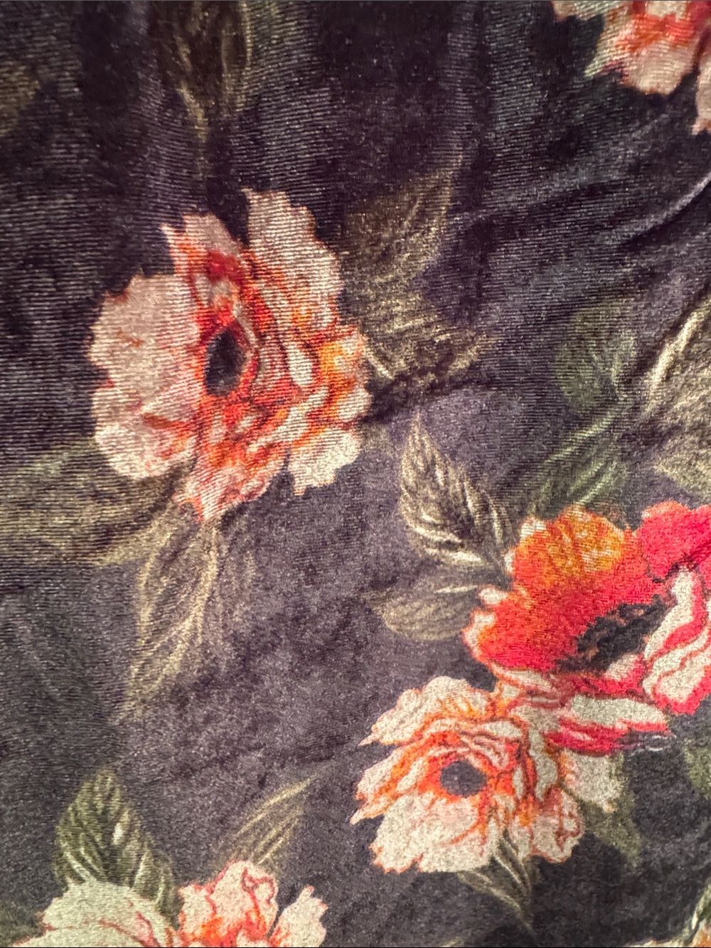 torrid Black Velvet Floral Scoop Neck Top with Red and Cream Flowers - Picture 5 of 5